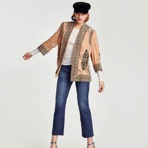 Zara embroidered velvet kimono xs
